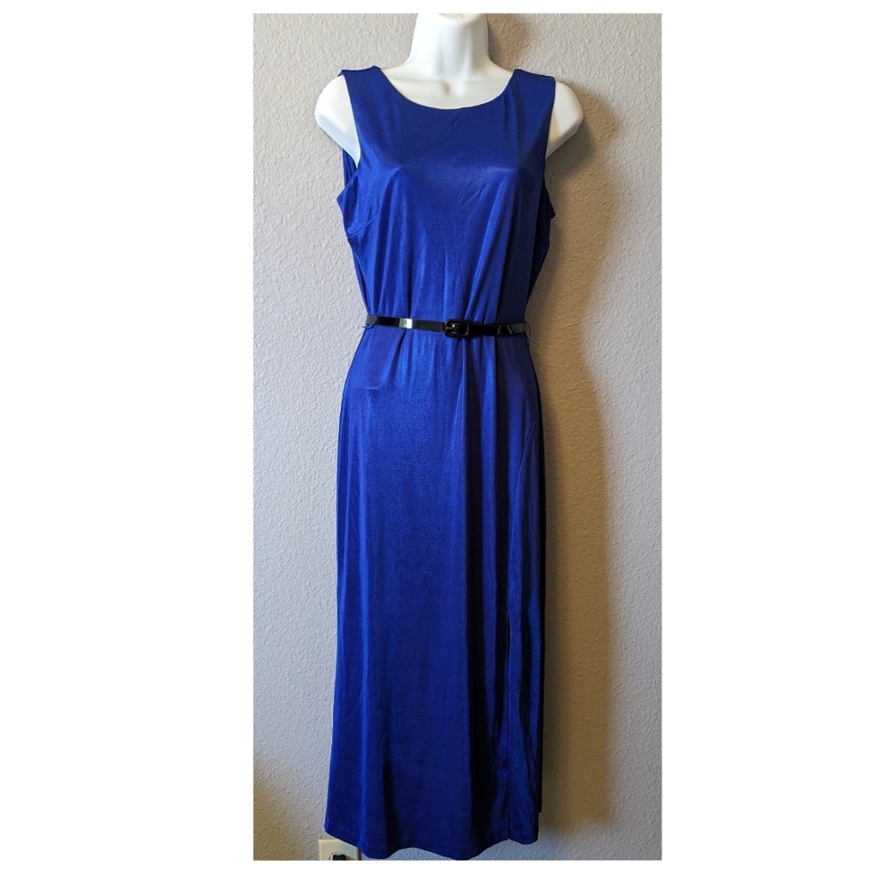 New Dress The Population Karlie Low Back Bodycon Midi Dress Royal Blue Sz.M - Picture 7 of 13